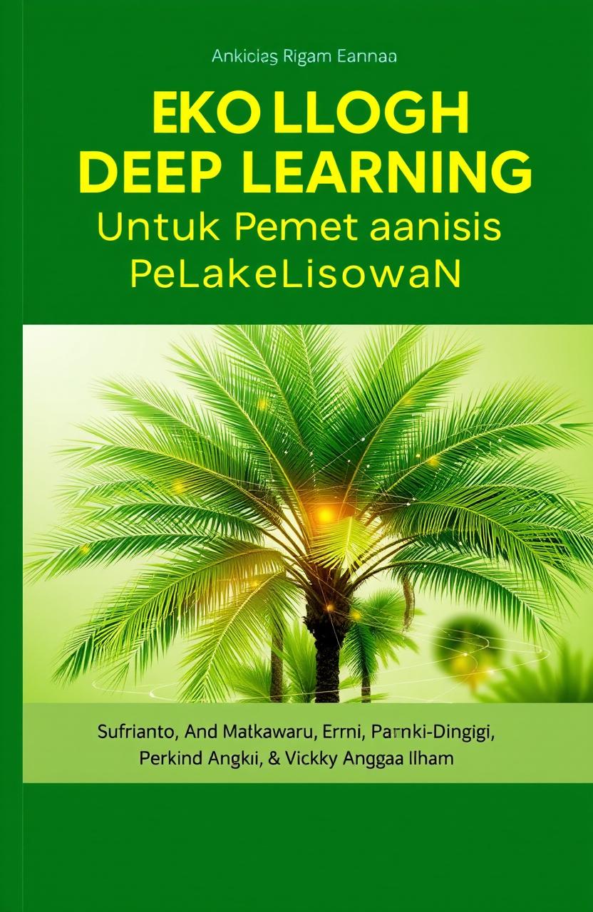 A book cover design for 'Teknologi Deep Learning Untuk Pemetaan Dan Analisis Perkebunan Kelapa Sawit'