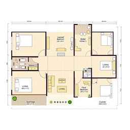 A detailed architectural house plan of a 3BHK (3 Bedrooms, Hall, Kitchen) depicting a west-facing layout