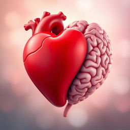 A heart and brain embracing each other in a harmonious and affectionate manner