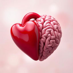 A heart and brain embracing each other in a harmonious and affectionate manner