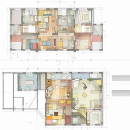 A detailed blueprint of an architecturally sound three-bedroom set, utilizing space efficiently and designating areas for furniture placement.