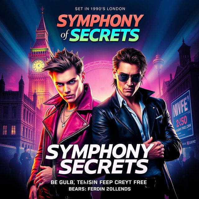 A vibrant and dynamic movie poster for 'Symphony of Secrets'