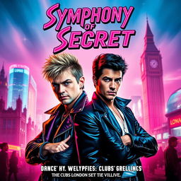 A vibrant and dynamic movie poster for 'Symphony of Secrets'