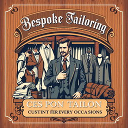 A vintage-style poster design for a tailor's shop