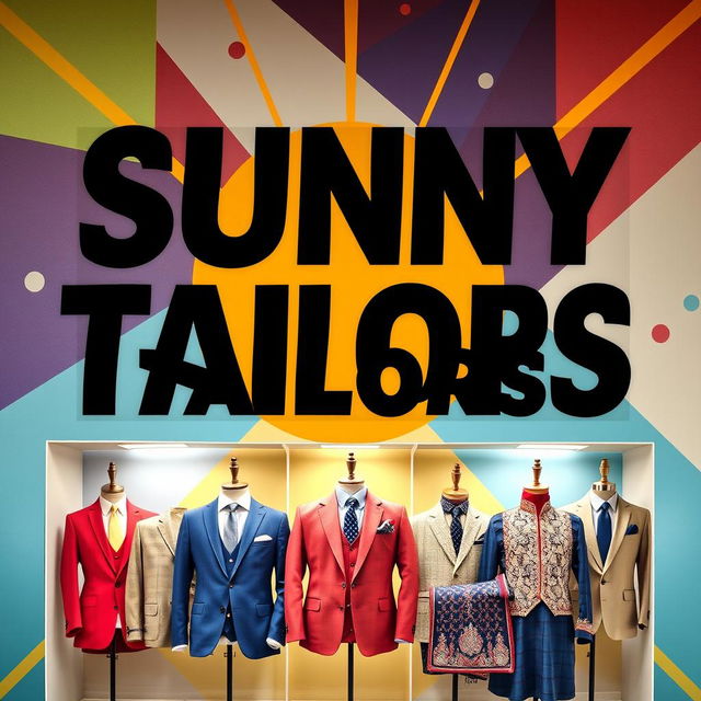 A striking Flex poster featuring the name 'Sunny Tailors' prominently displayed in bold, modern typography