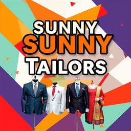A striking Flex poster featuring the name 'Sunny Tailors' prominently displayed in bold, modern typography