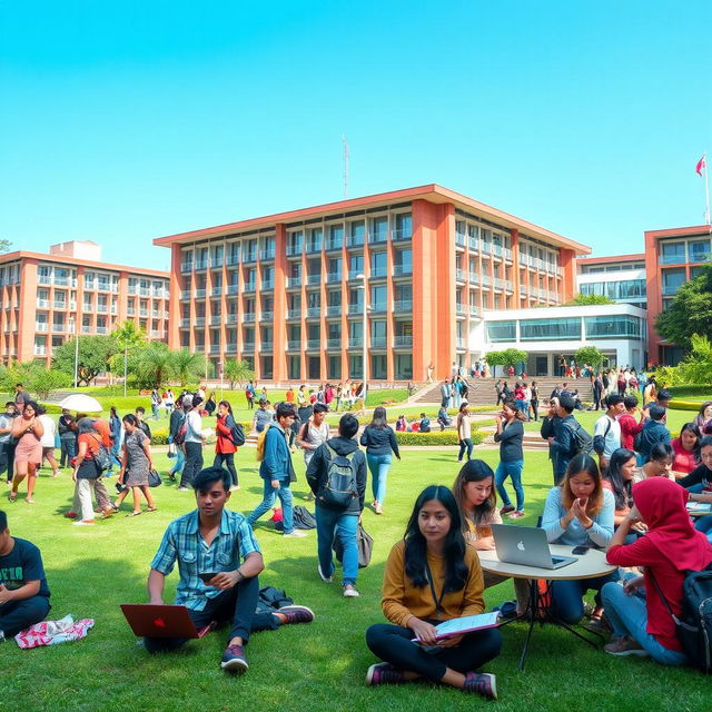 A vibrant scene featuring university students from Universitas Negeri Yogyakarta