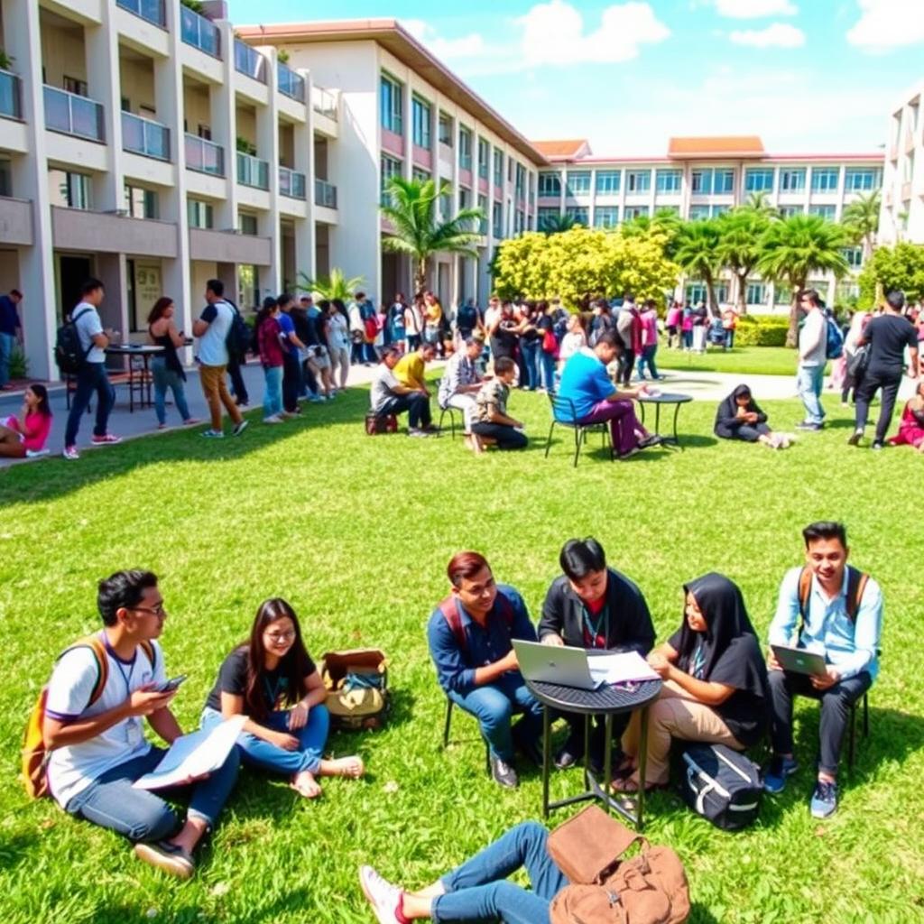 A vibrant scene featuring university students from Universitas Negeri Yogyakarta