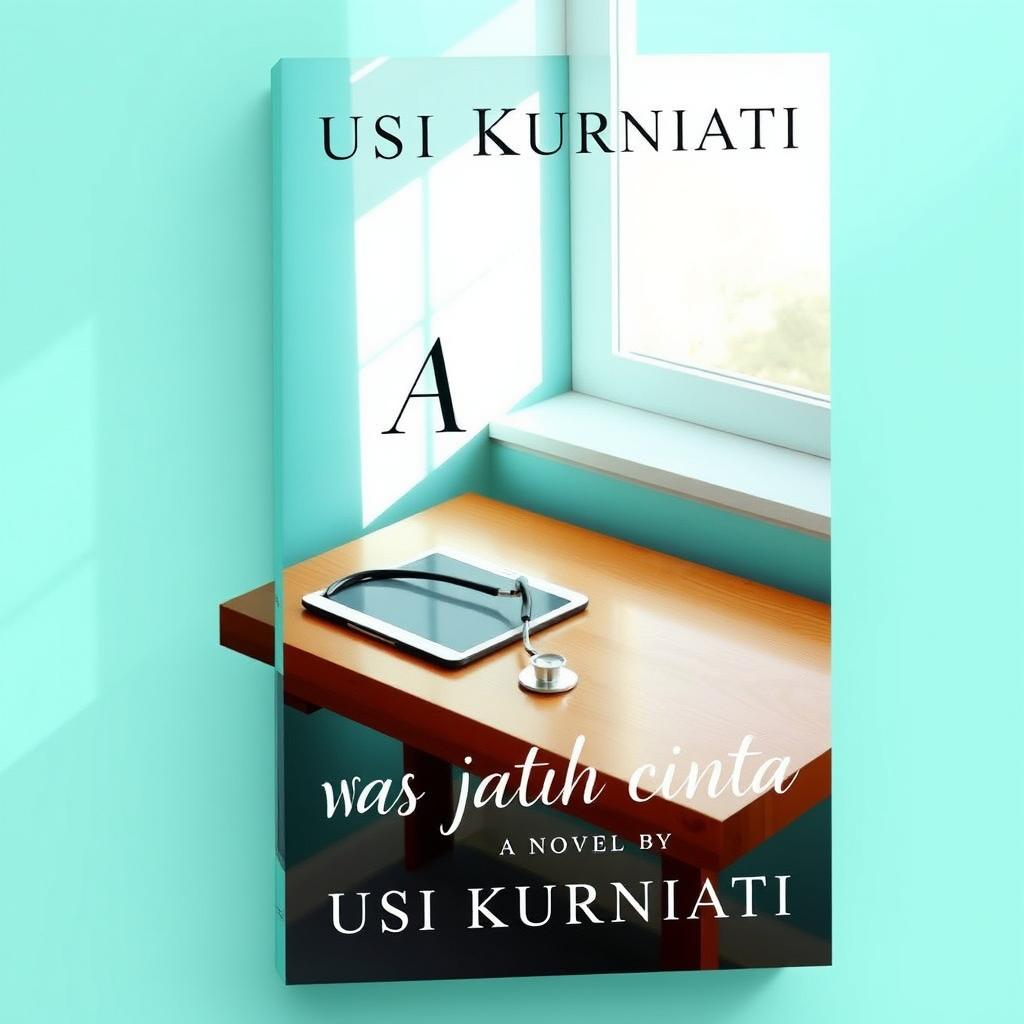 A novel cover for 'Awas Jatuh Cinta' by Yusi Kurniati, featuring a soothing turquoise color