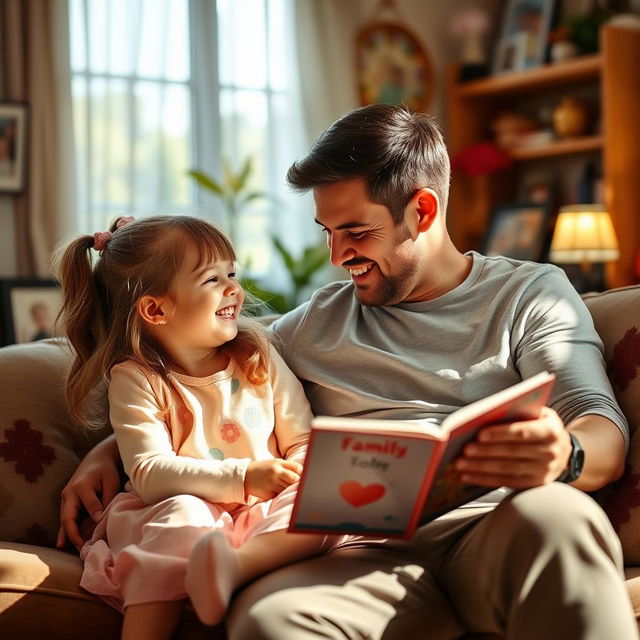 A heartwarming scene between a father and daughter, showcasing their close bond in a warm, inviting setting