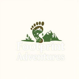 A creative and compelling logo for 'Footprint Adventures', featuring a stylized footprint as the central element