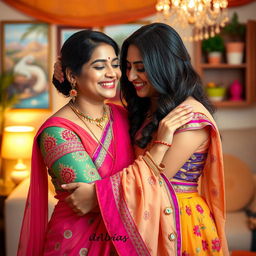 A tender and emotional scene showcasing the close bond between two Indian sisters