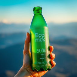 A person holding a 600ml ecobrick bottle, showcasing the eco-friendly design and texture