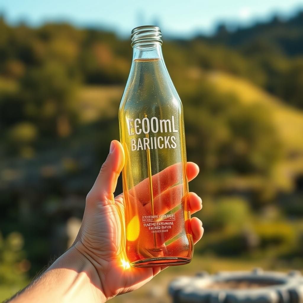 A person holding a 600ml ecobrick bottle, showcasing the eco-friendly design and texture