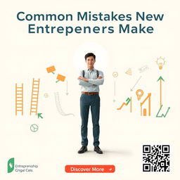 A professional and polished poster focusing on guiding new entrepreneurs to overcome common mistakes and handle criticism effectively