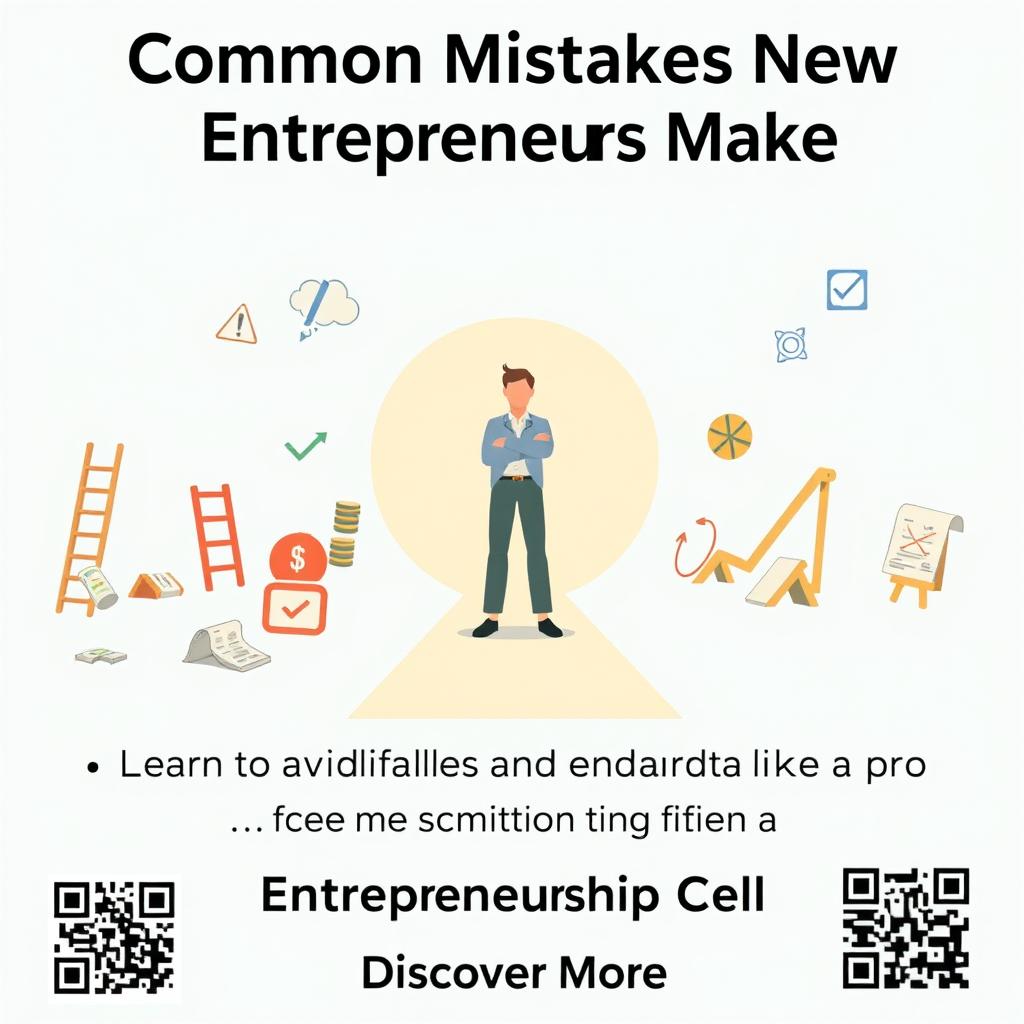 A professional and polished poster focusing on guiding new entrepreneurs to overcome common mistakes and handle criticism effectively