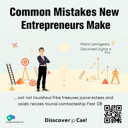 A professional and polished poster focusing on guiding new entrepreneurs to overcome common mistakes and handle criticism effectively