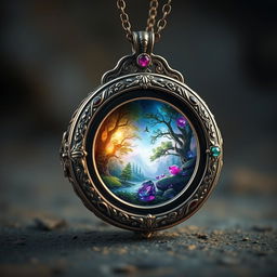 A beautifully crafted, powerful locket featuring intricate designs and inlaid gemstones