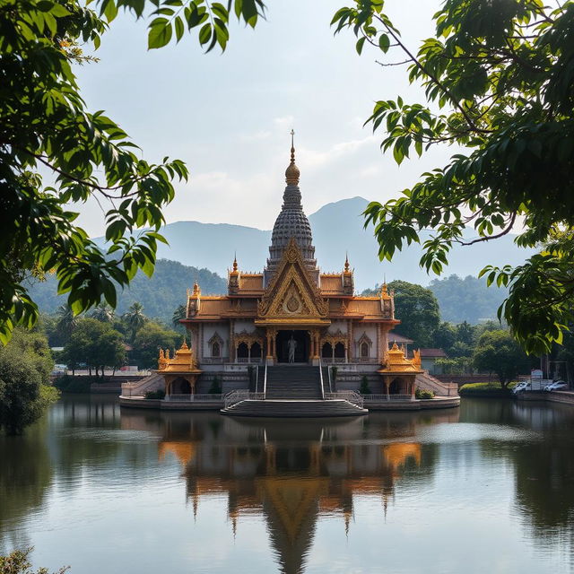 A breathtaking view of the Temple of the Tooth Relic in Kandy, Sri Lanka, showcasing its stunning architecture and intricate details