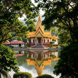 A breathtaking view of the Temple of the Tooth Relic in Kandy, Sri Lanka, showcasing its stunning architecture and intricate details