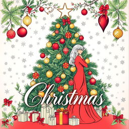 An elegant and tasteful cover for an adult coloring book with an erotic Christmas theme designed for couples