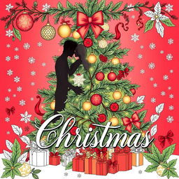 An elegant and tasteful cover for an adult coloring book with an erotic Christmas theme designed for couples