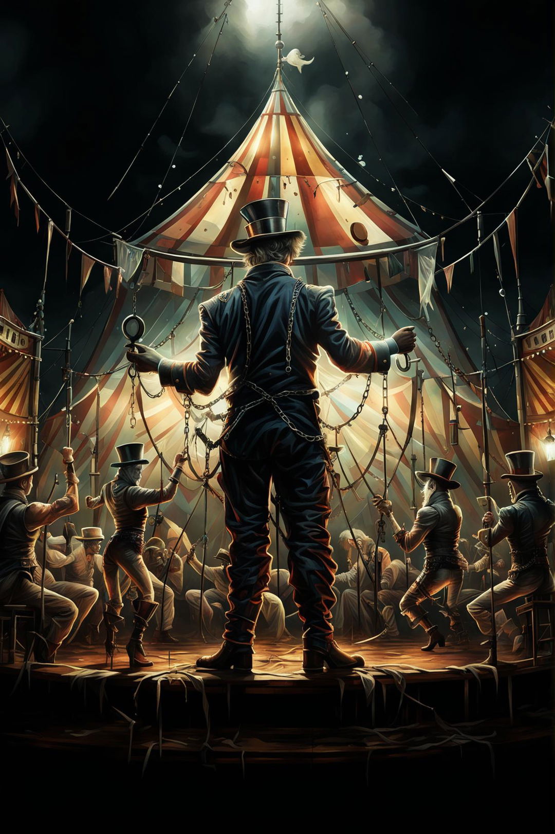 A high-resolution digital art image depicting a 'Ghostpunk' circus