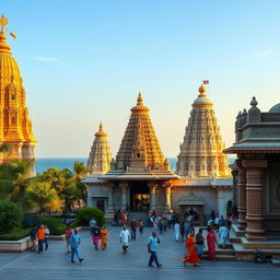 A stunning architectural view of the ancient temples in Dwarka, India