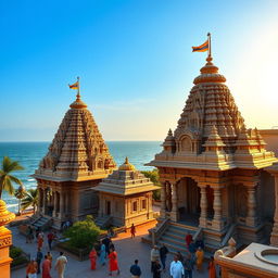A stunning architectural view of the ancient temples in Dwarka, India