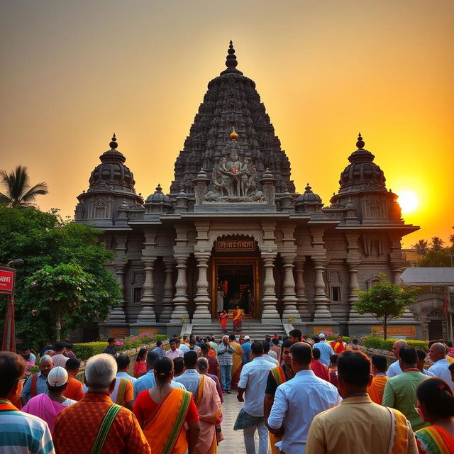 An exquisite view of a historic temple in Nagpur, showcasing intricate architectural details and vibrant cultural elements