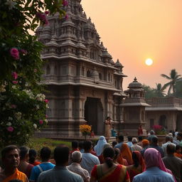 An exquisite view of a historic temple in Nagpur, showcasing intricate architectural details and vibrant cultural elements