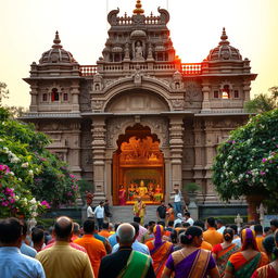 An exquisite view of a historic temple in Nagpur, showcasing intricate architectural details and vibrant cultural elements