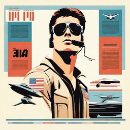 A flat graphic image inspired by the movie Top Gun, showcasing highest quality and vivid colours