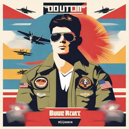 A flat graphic image inspired by the movie Top Gun, showcasing highest quality and vivid colours