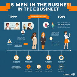 A visually engaging infographic that highlights the changing role of women in the business environment over the past century, with a focus on 25 years ago versus today
