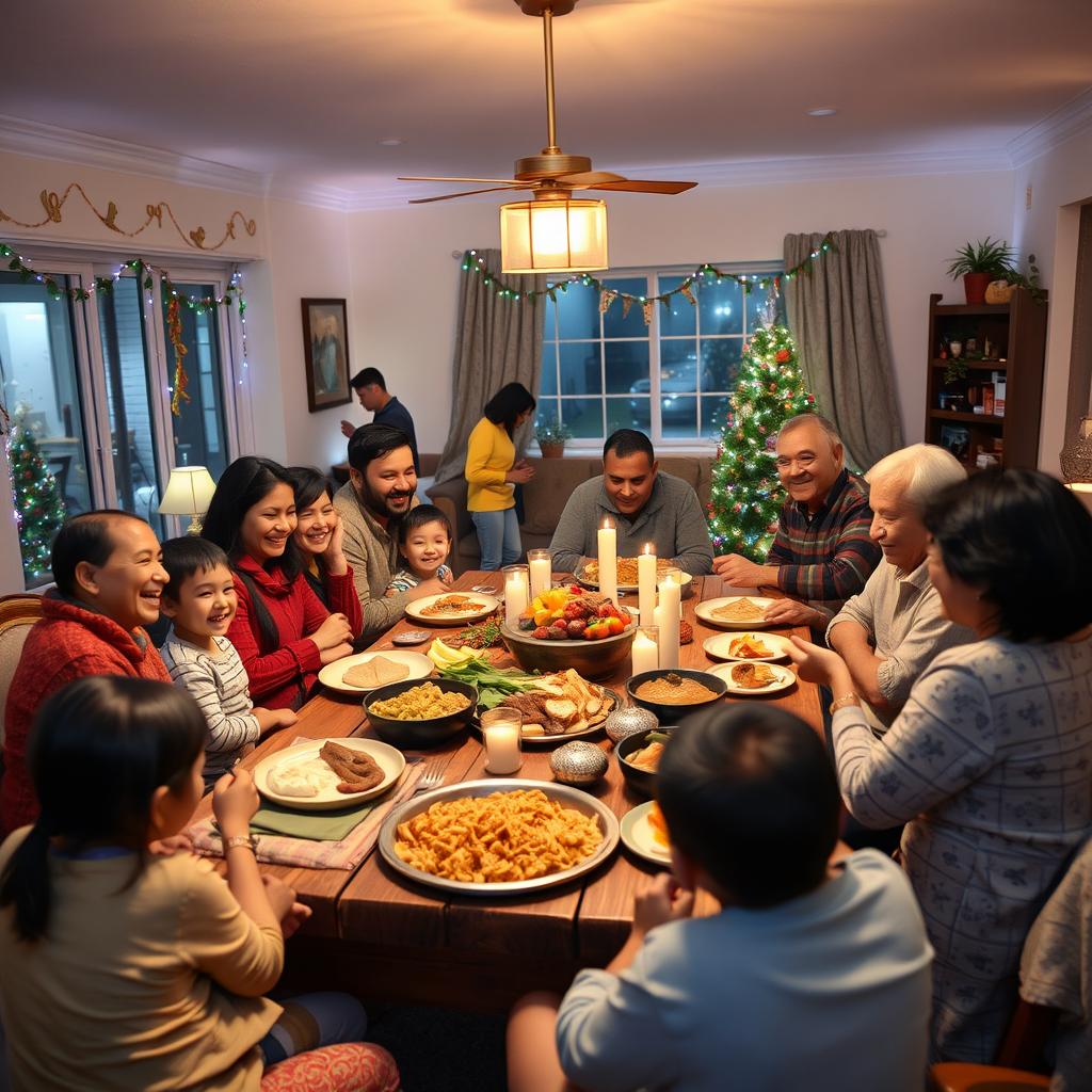 A cozy family gathering in a warm, inviting living room