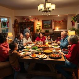 A cozy family gathering in a warm, inviting living room