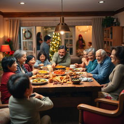 A cozy family gathering in a warm, inviting living room
