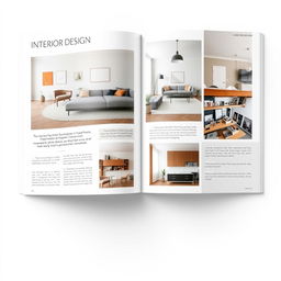 A professional and minimalist layout for an interior design catalogue, featuring clean lines and a cohesive design theme