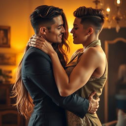 A passionate embrace between a couple, beautifully captured in a warm and intimate setting