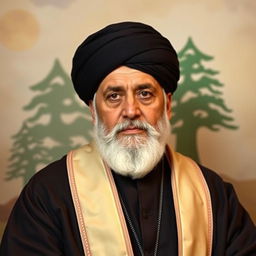 A dignified portrait of Musa al-Sadr, a prominent Lebanese religious and political leader
