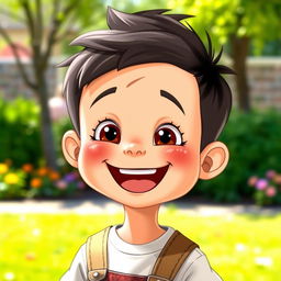 A joyful and lively portrait of a young boy, embodying the spirit of youth and playfulness