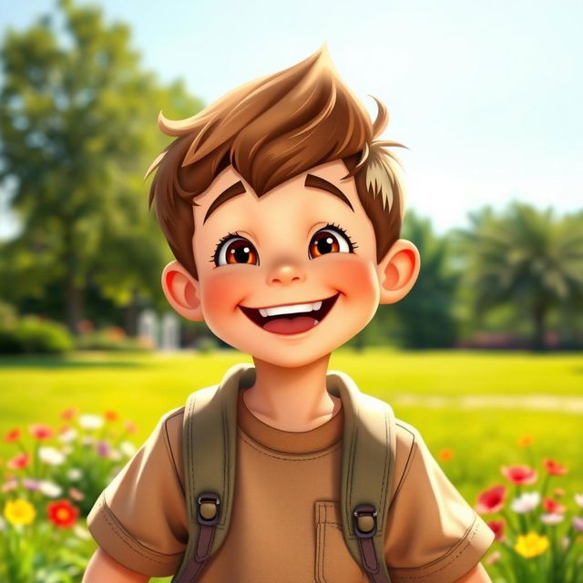 A joyful and lively portrait of a young boy, embodying the spirit of youth and playfulness