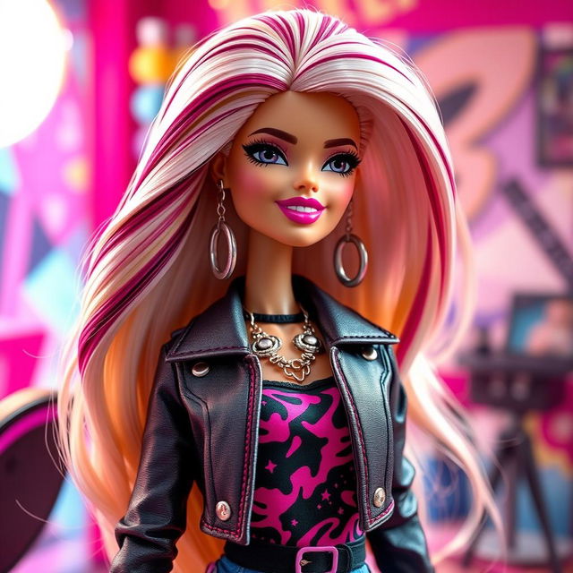 A creative fusion character combining elements of Barbie and Bratz dolls