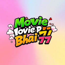 A vibrant and stylish text logo design featuring the words "Movie Bhai 77" in a playful Japanese anime theme