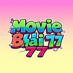 A vibrant and stylish text logo design featuring the words "Movie Bhai 77" in a playful Japanese anime theme