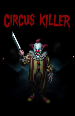 A dark, eerie circus scene set against a black background