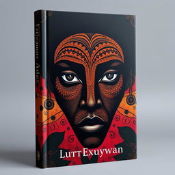 A striking and powerful book cover featuring a stylized black face, artfully rendered with intricate patterns and textures that celebrate African heritage
