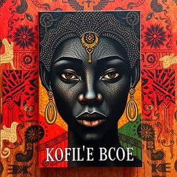 A striking and powerful book cover featuring a stylized black face, artfully rendered with intricate patterns and textures that celebrate African heritage