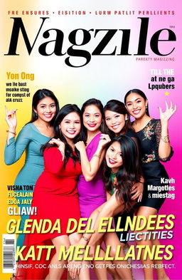 A vibrant magazine cover showcasing five popular personalities: Ivana Alawi, Glenda Dela Cruz, Avin Ong, Kath Melendez, and Andrea Brillantes